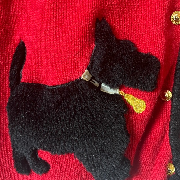 Crystal Kale Scottie Scottish Terrier Red Christmas Holiday Sweater Vintage - Picture 2 of 7